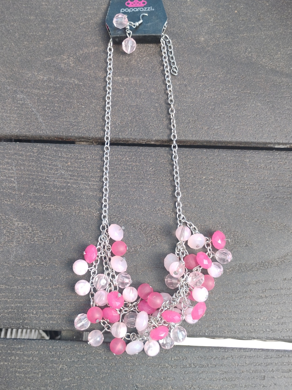 paparazzi Pink Multi-Bead Cluster Necklace